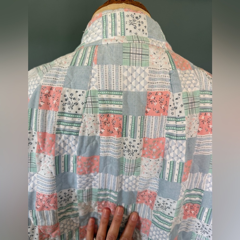 Vintage handmade patchwork Quilted duster Maxi swing coat Jacket sz S-L - Picture 12 of 16